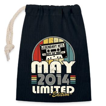 Mai 2014 Vintage Rétro Cadeau Anniversaire - Sac cadeau en coton avec cordon (14 x 20 cm) - bleu marine - Devant