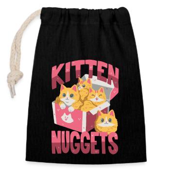 Kitten Nuggets - Verschließbarer Geschenkbeutel aus Baumwolle (14x20cm) - Schwarz - Vorne