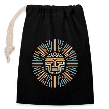 Pétroglyphe Art rupestre ancien Rock dessin indien - Sac cadeau en coton avec cordon (14 x 20 cm) - noir - Devant