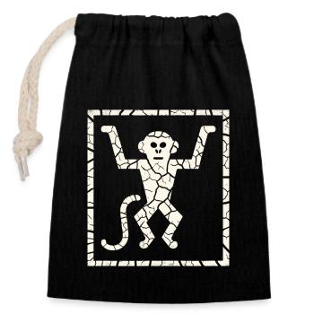 Pétroglyphe Art rupestre ancien Rock dessin indien - Sac cadeau en coton avec cordon (14 x 20 cm) - noir - Devant