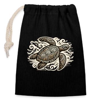 Pétroglyphe Art rupestre ancien Rock dessin indien - Sac cadeau en coton avec cordon (14 x 20 cm) - noir - Devant