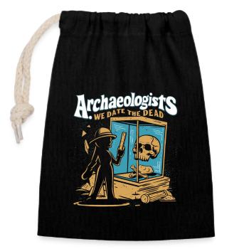Archaeology Archaeologist Historical Exploration - Closable cotton gift bag (14x20cm) - black - Front