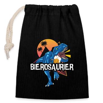 Bierosaurus Bierosaurier Bier Biertrinker - Verschließbarer Geschenkbeutel aus Baumwolle (14x20cm) - Schwarz - Vorne