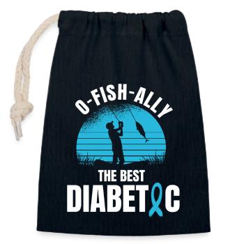 Diabetics and anglers - Closable cotton gift bag (14x20cm) - navy - Front