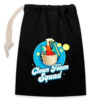 Clean Team Squad Nettoyeur Entretien ménager - Sac cadeau en coton avec cordon (14 x 20 cm) - noir - Devant
