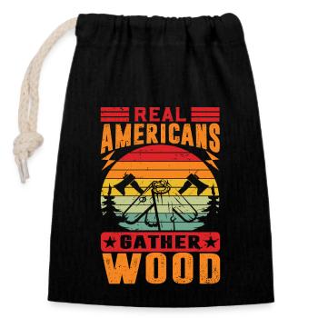 American Woodcutter Lover Lumberjack Outfit - Closable cotton gift bag (14x20cm) - black - Front