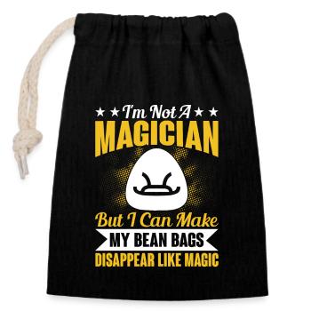 Corn hole player bean bags Punching holes outfit - Closable cotton gift bag (14x20cm) - black - Front