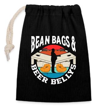 Tenue « cornhole Player Beer Drinking Bean Bags » - Sac cadeau en coton avec cordon (14 x 20 cm) - noir - Devant