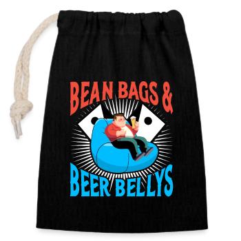 Tenue « cornhole Player Beer Drinking Bean Bags » - Sac cadeau en coton avec cordon (14 x 20 cm) - noir - Devant