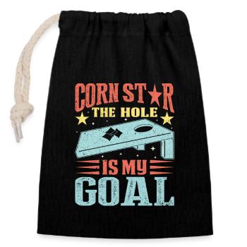 Tenue de tournoi de cornhole passionné de cornhole - Sac cadeau en coton avec cordon (14 x 20 cm) - noir - Devant
