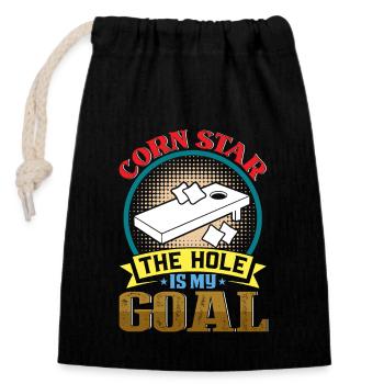 Corn Hole Player Bean Bags Frapper Trous Tenue - Sac cadeau en coton avec cordon (14 x 20 cm) - noir - Devant