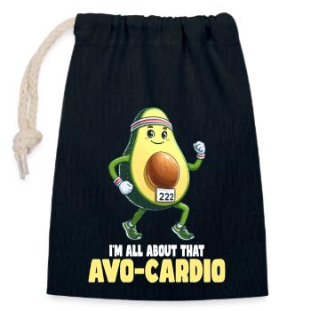 Running Avocado Avo-Cardio Joke - Closable cotton gift bag (14x20cm) - navy - Front