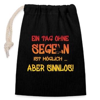 segeln sailing sail - Verschließbarer Geschenkbeutel aus Baumwolle (14x20cm) - Schwarz - Vorne