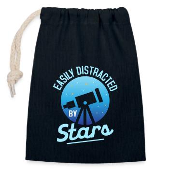Easily Distracted By Stars Astronomy Telescope Sta - Closable cotton gift bag (14x20cm) - navy - Front