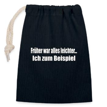 Früher war alles leichter... - Verschließbarer Geschenkbeutel aus Baumwolle (14x20cm) - Navy - Vorne