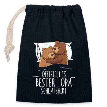 Offizielles Bester Opa Schlafshirt - Verschließbarer Geschenkbeutel aus Baumwolle (14x20cm) - Navy - Vorne