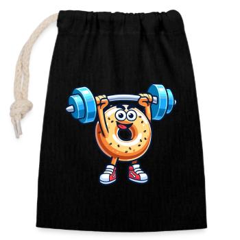 Fitness Gym Sport Bodybuilder Musculation Bagel - Sac cadeau en coton avec cordon (14 x 20 cm) - noir - Devant