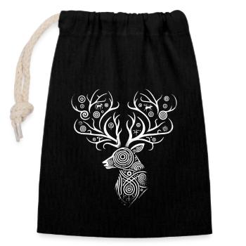 Pétroglyphe Art rupestre ancien Rock dessin indien - Sac cadeau en coton avec cordon (14 x 20 cm) - noir - Devant