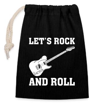 Let's rock and roll - Closable cotton gift bag (14x20cm) - black - Front