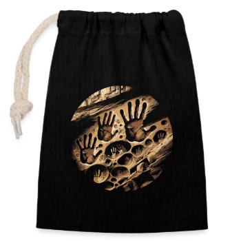 Pétroglyphe Art rupestre ancien Rock dessin indien - Sac cadeau en coton avec cordon (14 x 20 cm) - noir - Devant