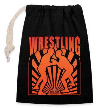 Wrestling - Verschließbarer Geschenkbeutel aus Baumwolle (14x20cm) - Schwarz - Vorne