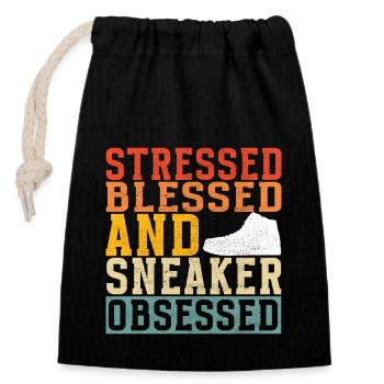 Sneakerhead Sneaker Collector - Closable cotton gift bag (14x20cm) - black - Front