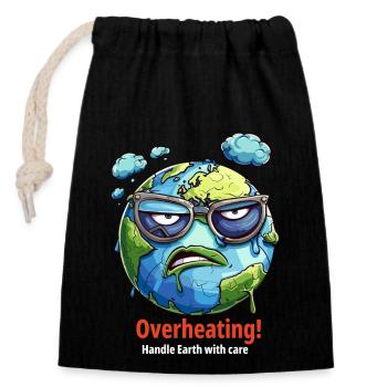Overheating - Handle the Earth Carefully - Closable cotton gift bag (14x20cm) - black - Front