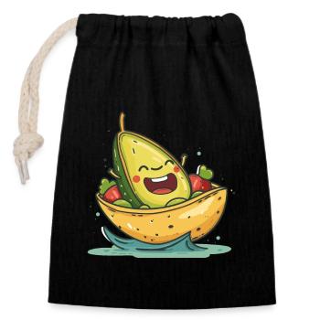 Avocado Guacamole Taco Fiesta - Closable cotton gift bag (14x20cm) - black - Front