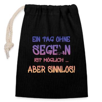 Segeln Segler Segelboot Kapitän - Verschließbarer Geschenkbeutel aus Baumwolle (14x20cm) - Schwarz - Vorne