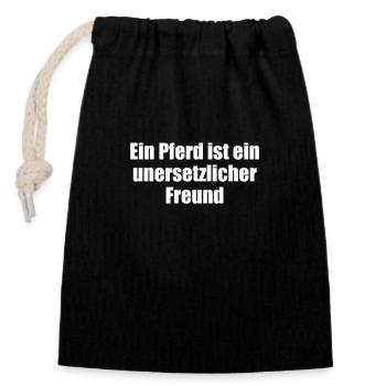 Riding - A horse is an irreplaceable friend - Closable cotton gift bag (14x20cm) - black - Front