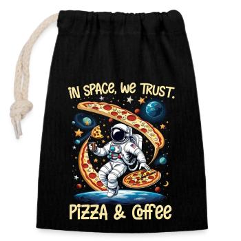 Pizza- und Café-Bereich - Verschließbarer Geschenkbeutel aus Baumwolle (14x20cm) - Schwarz - Vorne