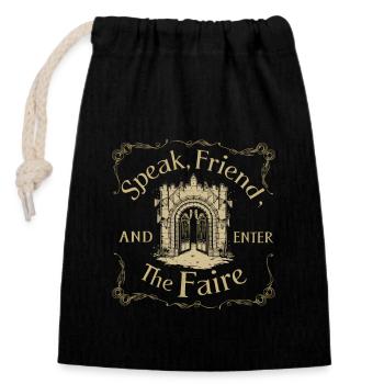 Renaissance Fairground Outfit Medieval - Closable cotton gift bag (14x20cm) - black - Front