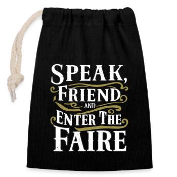Renaissance Fairground Outfit Medieval - Closable cotton gift bag (14x20cm) - black - Front