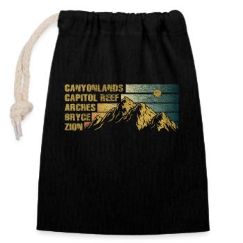 Explorez les montagnes des parcs nationaux de l’Utah - Sac cadeau en coton avec cordon (14 x 20 cm) - noir - Devant