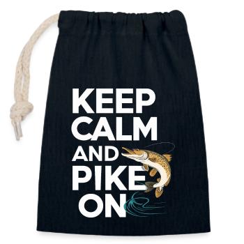 Northern Pike Fisherman Pike Fishing Rod Pike Fish - Closable cotton gift bag (14x20cm) - navy - Front