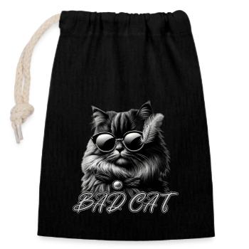 Cat is a pet for cat lovers - Closable cotton gift bag (14x20cm) - black - Front