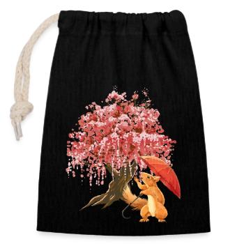 Squirrel Umbrella Forest - Closable cotton gift bag (14x20cm) - black - Front