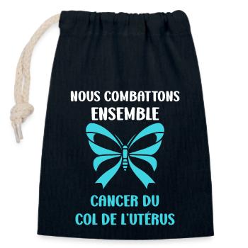 Sensibilisation au cancer du col de l'utérus - Sac cadeau en coton avec cordon (14 x 20 cm) - bleu marine - Devant