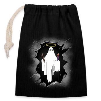 Midnight Holy Spirit Ghost Halloween Spooky - Closable cotton gift bag (14x20cm) - black - Front