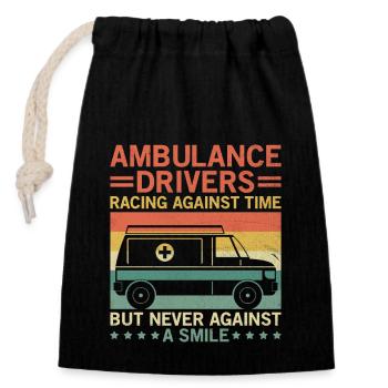 Ambulance Drivers Racing Against Time EMS Paramedi - Closable cotton gift bag (14x20cm) - black - Front