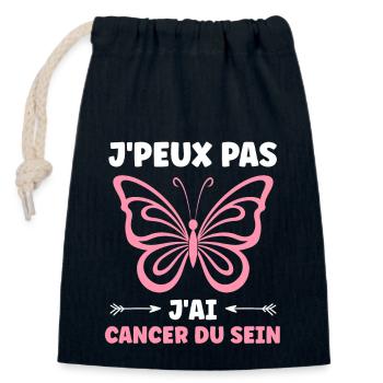 Sensibilisation cancer du sein - Sac cadeau en coton avec cordon (14 x 20 cm) - bleu marine - Devant