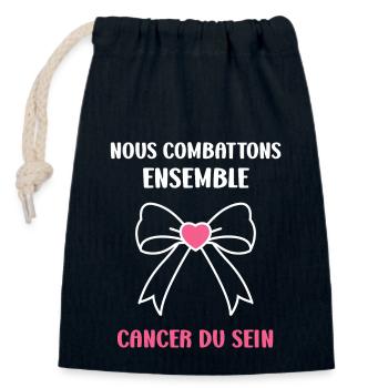 Sensibilisation cancer du sein - Sac cadeau en coton avec cordon (14 x 20 cm) - bleu marine - Devant
