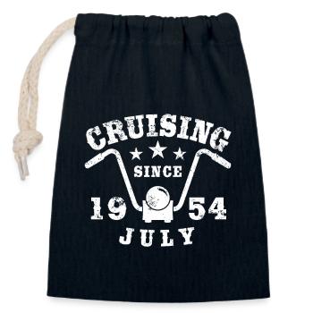 Cruising Biker Birthday July 1954 Motorcycle - Closable cotton gift bag (14x20cm) - navy - Front