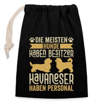 Le bichon havanais a le personnel maître chiens chien femme - Sac cadeau en coton avec cordon (14 x 20 cm) - noir - Devant