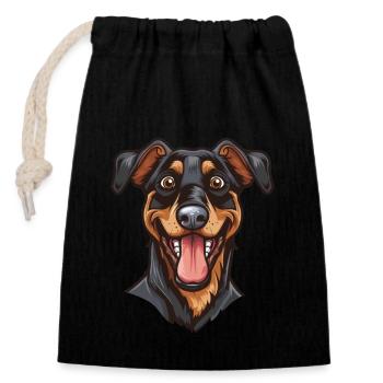 Beauceron Berger de Beauce Bas Rouge | Cartoon - Verschließbarer Geschenkbeutel aus Baumwolle (14x20cm) - Schwarz - Vorne