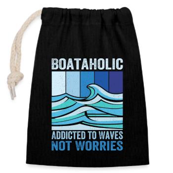 Boataholic Boat Builder Powerboat Clothing - Closable cotton gift bag (14x20cm) - black - Front