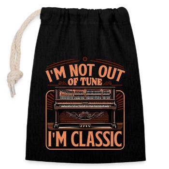 Outfit for piano teachers, piano musicians and - Closable cotton gift bag (14x20cm) - black - Front