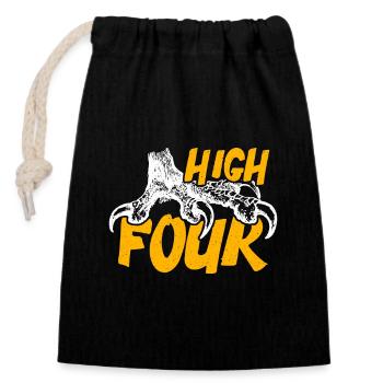 Parrot High Four Loves Birdwatcher Parrot Lover - Closable cotton gift bag (14x20cm) - black - Front