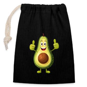 Happy Avocado Thumbs Up - Sac cadeau en coton avec cordon (14 x 20 cm) - noir - Devant