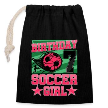 7th birthday Girl Soccer 7 Years Old Gifts - Closable cotton gift bag (14x20cm) - black - Front